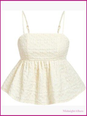 Source Unknown Cream Embroidered Peplum Cami